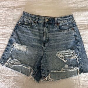 American Eagle Outfitters Blue Distressed Jean Shorts